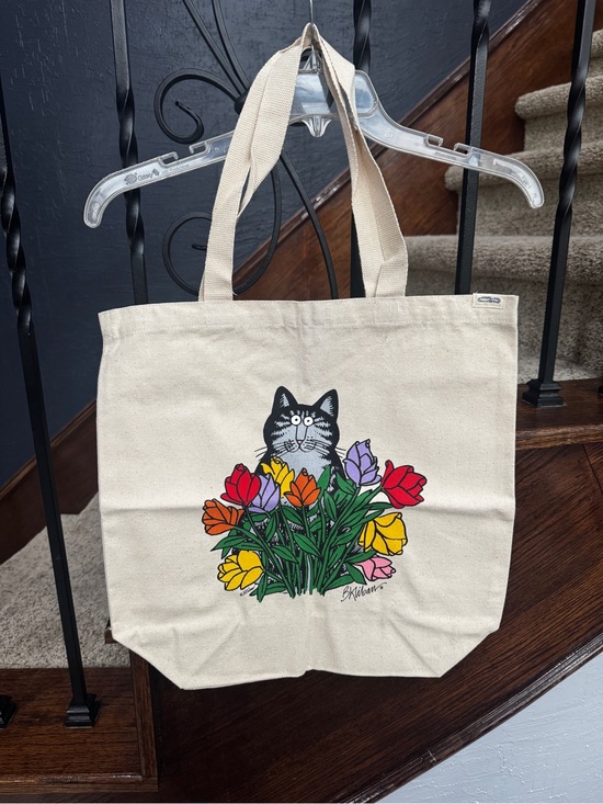 crazy shirts Handbags - NEW Canvas B. Kliban Cat & Tulips Crazy Shirts Tote Bag Hawaii - Cream VINTAGE